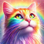 Colorful rainbow cat digital illustration