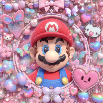 Super mario cute kawaii digital illustration