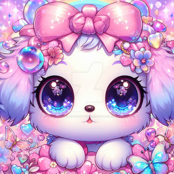 Cute puppy digital illustration kawaii