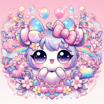 Kawaii character digital illustration decorated