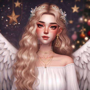 Gorgeous snow angel Christmas model 3D babe