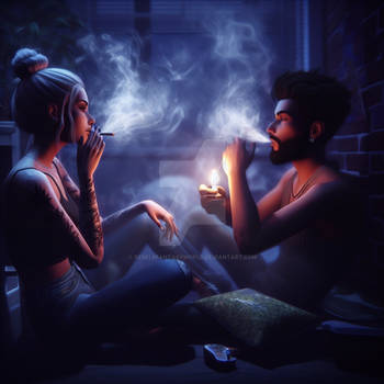 Couple smoking 3D HD digital illustration