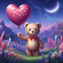 Cute bear with a balloon digital illustration