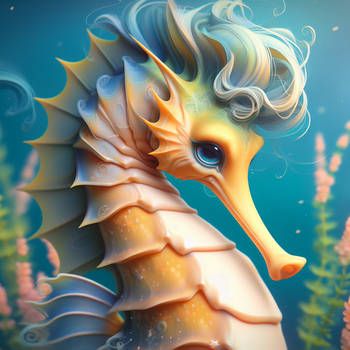 Sweet seahorse digital illustration