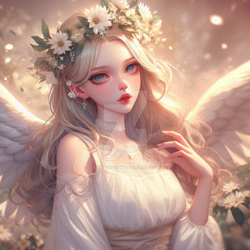 Sweet angel portrait digital illustration