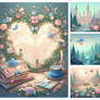 Vintage letter fantasy scenery digital illustratio