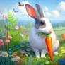 Rabbit with a carrot digital illustration