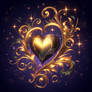 Gold heart jewel digital illustration