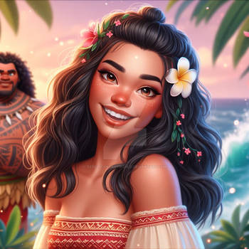 Moana princess digital illustration disney girl