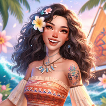 Moana princess digital illustration disney girl