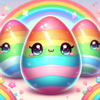 Egg with rainbow digital illustration