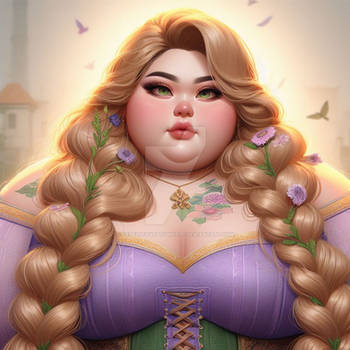 Rapunzel portrait digital illustration chunky