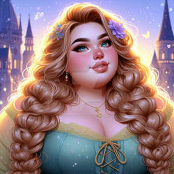 Rapunzel portrait digital illustration chunky