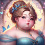 Fat cinderella portrait digital illustration