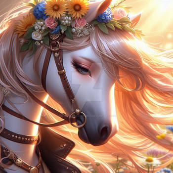 Close up of a horse adorable digital illustration