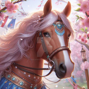 Close up of a horse adorable digital illustration