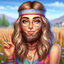 Hippie girl portrait digital illustration