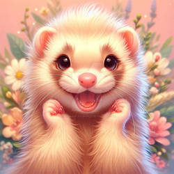 Adorable ferret digital illustration