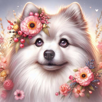 Cute dog portrait digital illustration