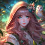 Elf girl with wizard hat portrait digital illustra