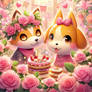 Animal crossing roses cute digital ilustration