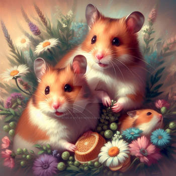 Hamster portrait digital illustration