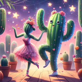 Dancing cactus digital illustration