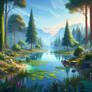 Lake nature digital illustration