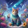 Cat in a sweater digital illustration