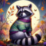 Raccoon in a sweater digital illustration