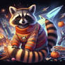 Raccoon in a sweater digital illustration
