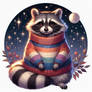 Raccoon with sweater on digital illustration