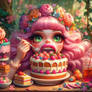 Lush cake girl digital illustration