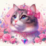 Cute cat pink digital illustration portrait