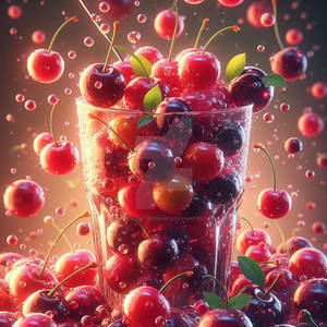 Juicy cherries digital illustration