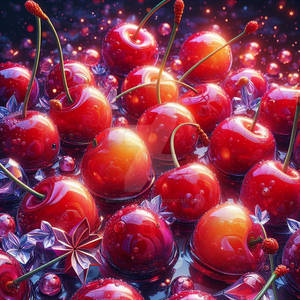 Juicy cherries digital illustration