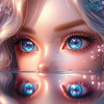 close up girl big eyes portrait digital illustrati