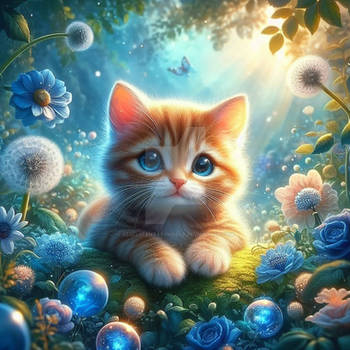 Sweet kitten digital illustration
