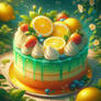 Gorgeous lemon cake digital illustration