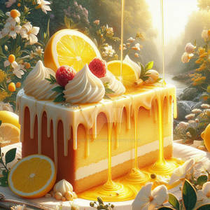 Gorgeous lemon cake digital illustration