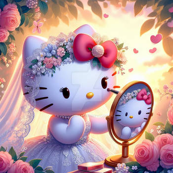 hello kitty wedding digital illustration
