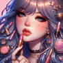 Girl with lipstick digital illustration portrait 3