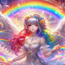 Rainbow angel girl 3D digital illustration