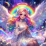 Rainbow angel girl 3D digital illustration