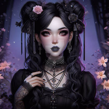 Gothic lady portrait digital illustration