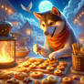 dog bakes cookie digital illustration