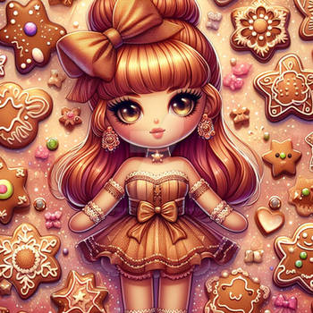 Gingerbread girl digital illustration babe christm