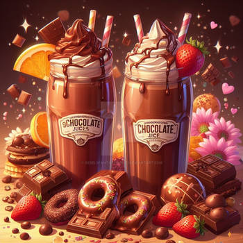 Hot chocolate drinks digital illustration
