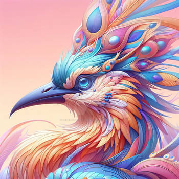 Pastel bird portrait digital illustration