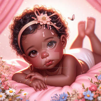 Sweet baby portrait digital illustration